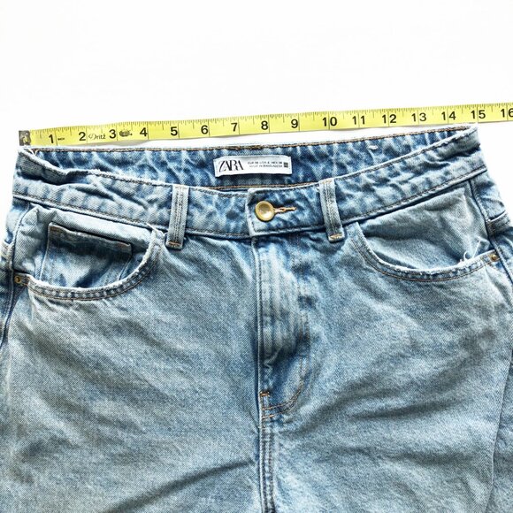 ZARA High Rise Relaxed Fit Wide Leg Light Wash Baggy Jeans Womens 6 - Picture 9 of 9
